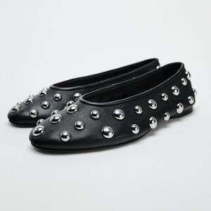 Leather Studded Flats